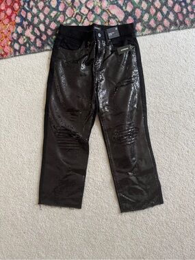 Express Black Sequin Straight Ankle Jeans